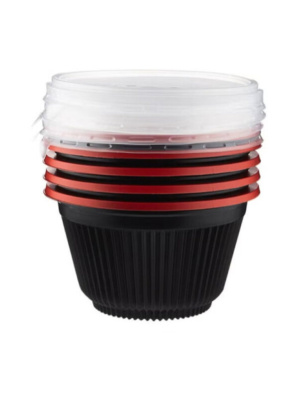 

Hotpack 5-Piece 700cc Base Soup Bowls with Lid, Red/Black