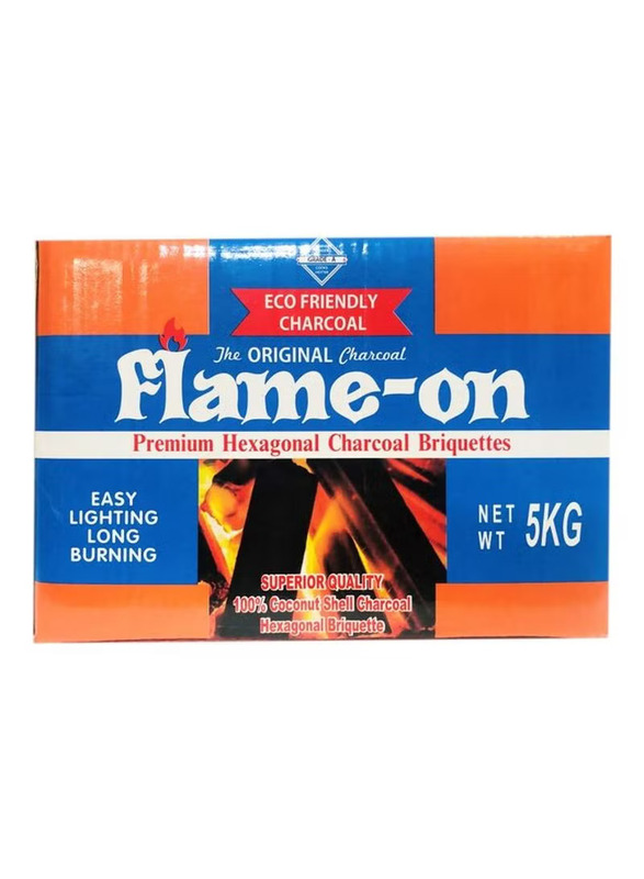 Flame-on Premium Hexagonal Charcoal Briquettes, Black