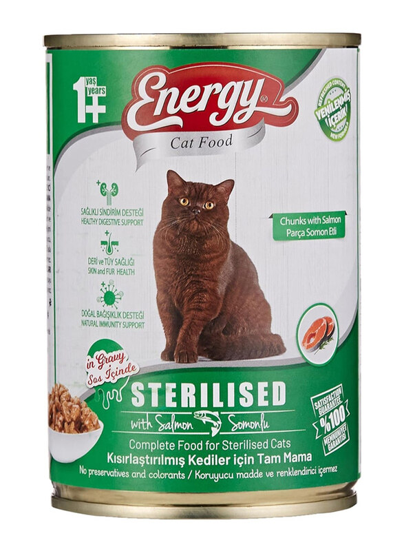 

Energy Sterilized Salmon Chunks and Gravy Cats Wet Food, 400g