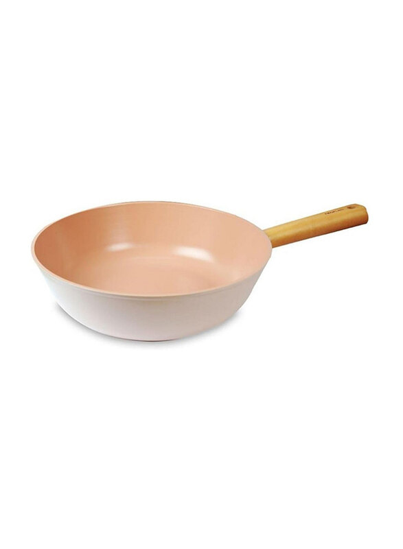 

Neoflam 28cm Blossom Round Wok Pan, BLOSSOM28, Sandy Pink/Beige