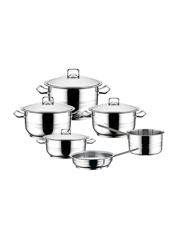 Hascevher 10-Pieces Gastro Cookware Set, Silver