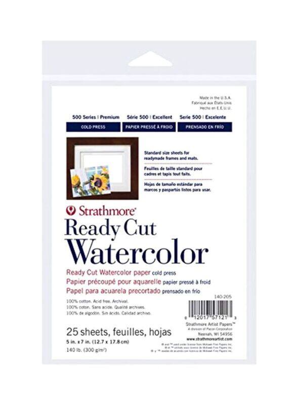 

Strathmore Ready Cut Water Colour Paper, 25-Piece, White