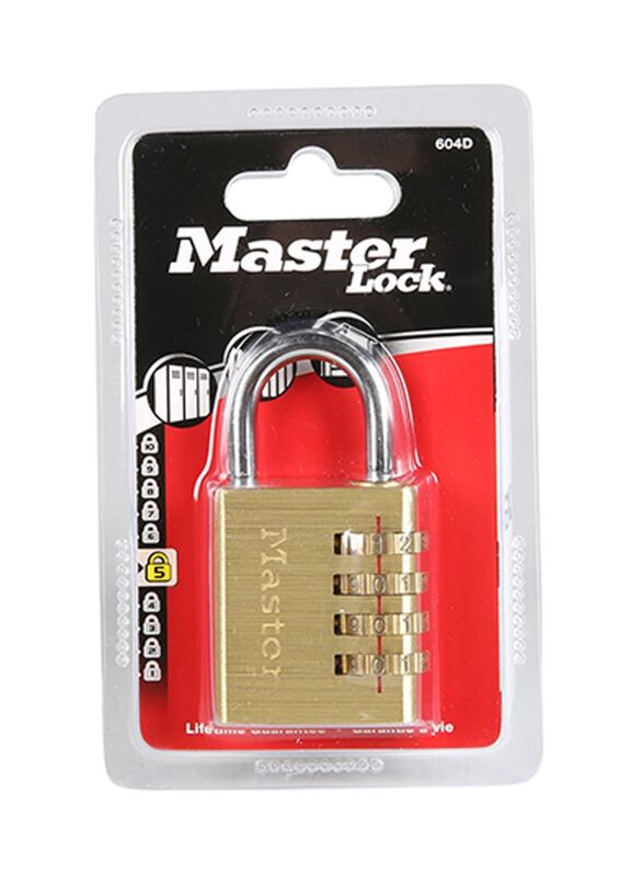 Master Lock 40mm 4 Combination Aluminium Padlock, Gold