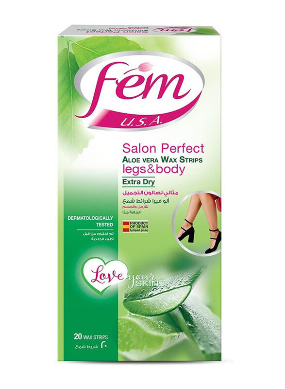 

Fem Legs & Body Extra Dry Aloe Vera Wax Strips, 20 Piece