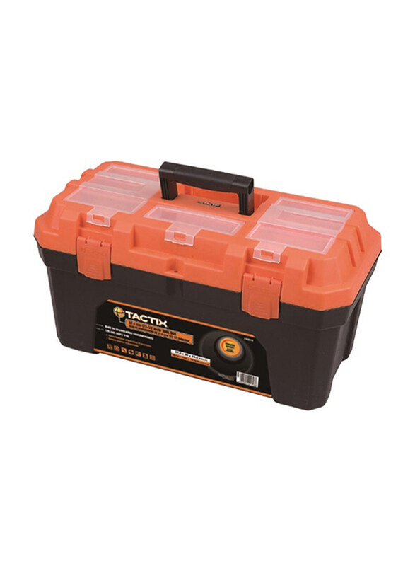 

Tactix 57.2cm Plastic Tool Organiser Box, TTX-320114, Black/Orange