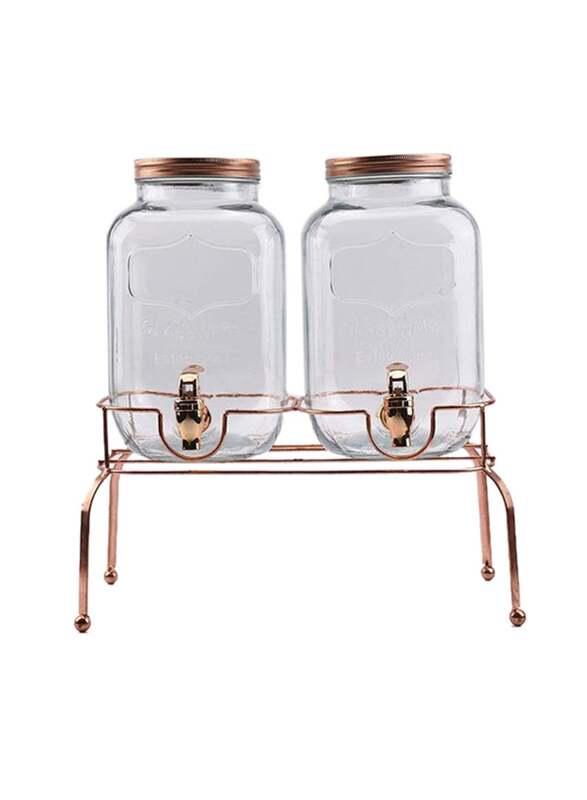 Orchid 4L Double Glass Beverage Dispenser With Stand, Clear