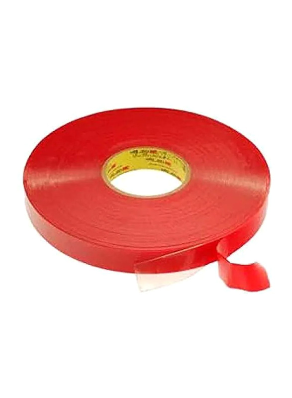 3M VHB Double Sided Heavy Duty Clear Acrylic Sponge Tape, 19 x 11000mm, Red