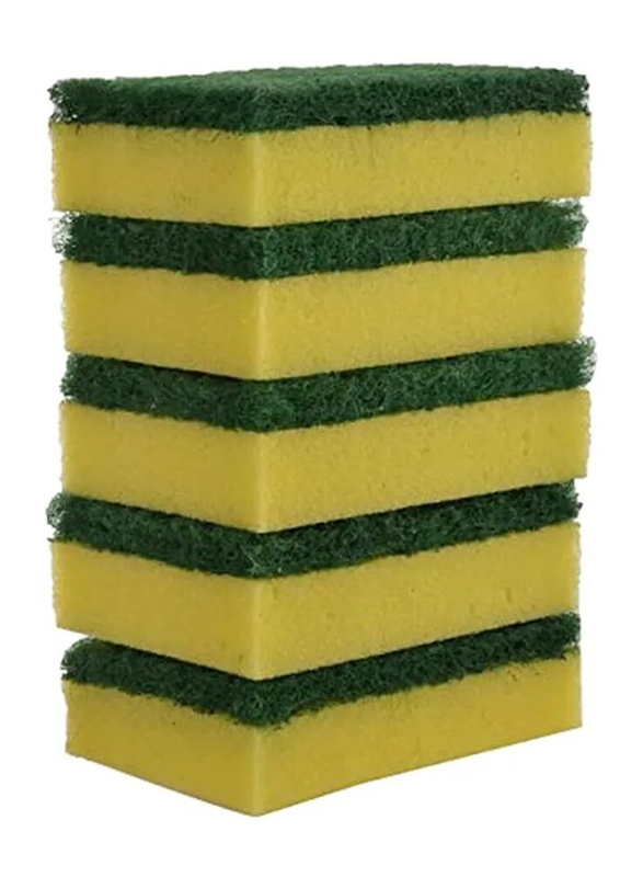 Vileda Tip Top Sponge Scrub, Yellow/Green, 5 Pieces