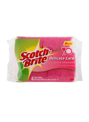 Scotch Brite Delicate Care Scrub Sponges, 111 x 66 x 20mm, 6 Pieces, Pink