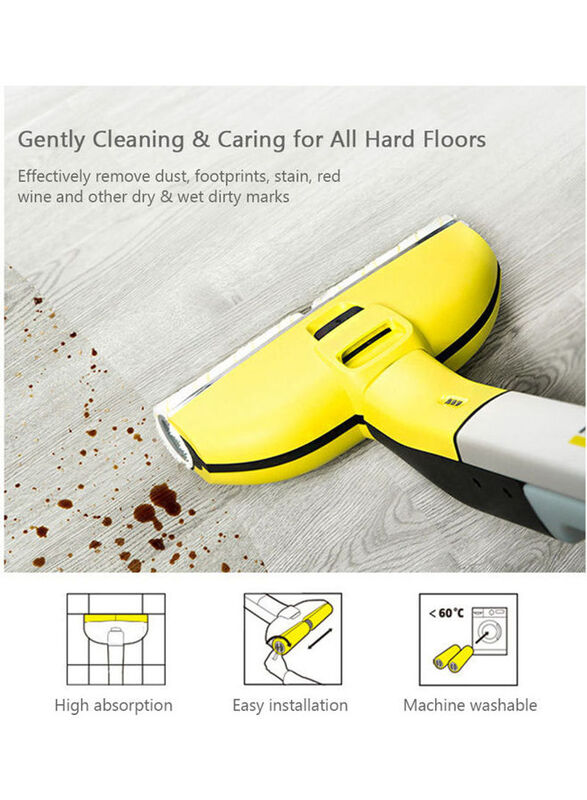 Multi-Surface Roller Set for Karcher Fc3/Fc3D/Fc5/Fc5D Hard Floor Cleaner Machine, 2-Piece, White/Yellow