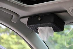 PU Leather Clip Car Sun Visor Tissue Box Holder, Black