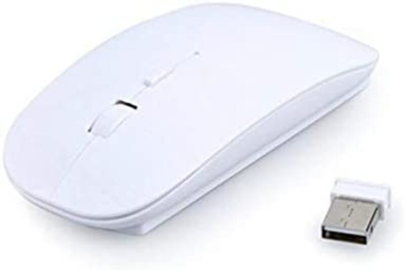 2.4 GHz Wireless Super Slim Mouse & Mice Receiver, White