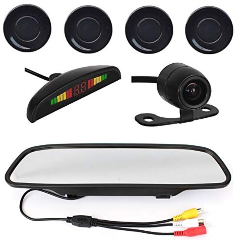 4.3-Inch Car Parking Sensor with LCD Mirror Monitor and Rear View Camera, Black