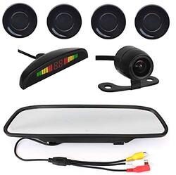 4.3-Inch Car Parking Sensor with LCD Mirror Monitor and Rear View Camera, Black