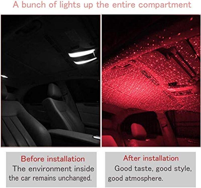Flexible Romantic Galaxy USB Night Lamp Car Roof Star LED Lights, Red
