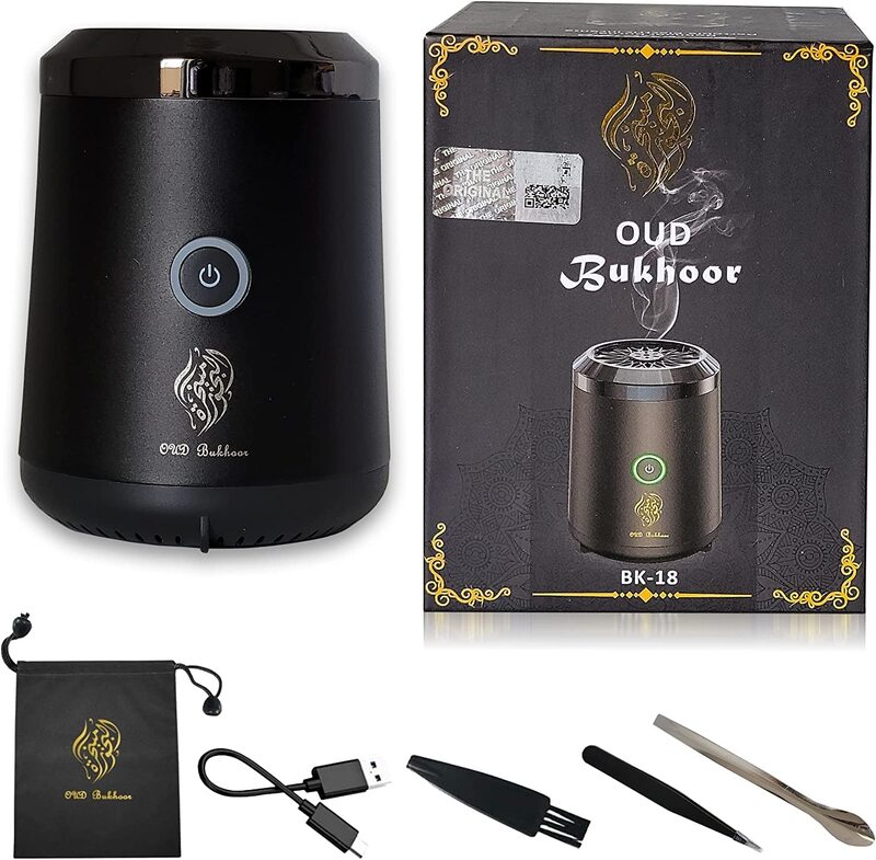 Umeema USB Rechargeable Electric Oud Incense Bukhoor Burner Scent Aroma Diffuser, Black