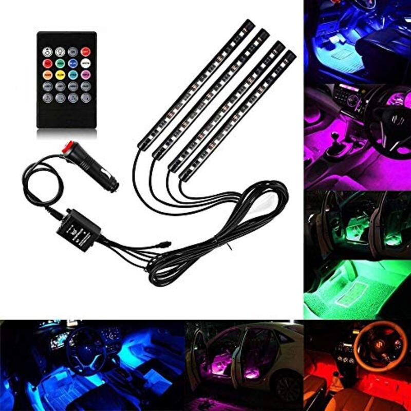 Toby's 12 SMD Car Atmosphere RGB LED Strip with Remote Control, 4 Pieces