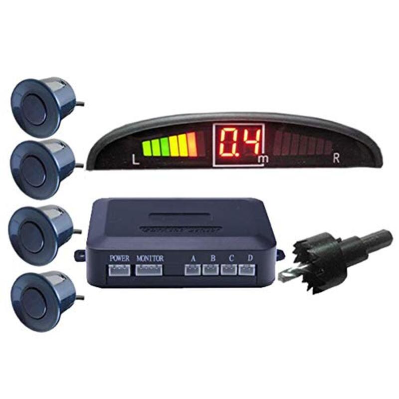 LED Reverse Backup Radar System and 4 Car Parking Sensors, Black