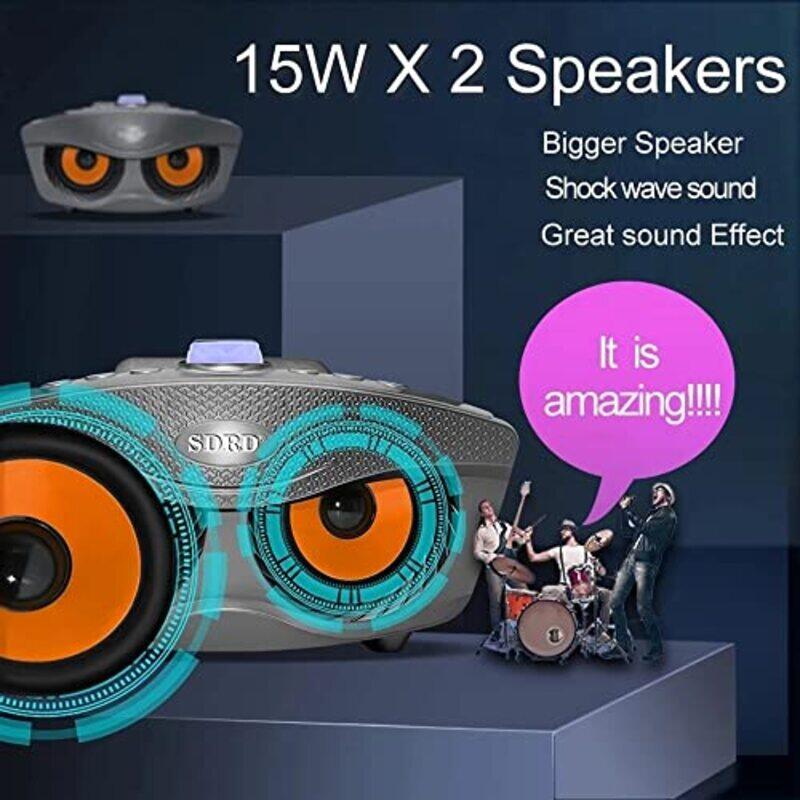 Crony Karaoke Player Dual Bluetooth 4.2 Speaker with 2 Wireless Mic, SD306 Plus, Grey