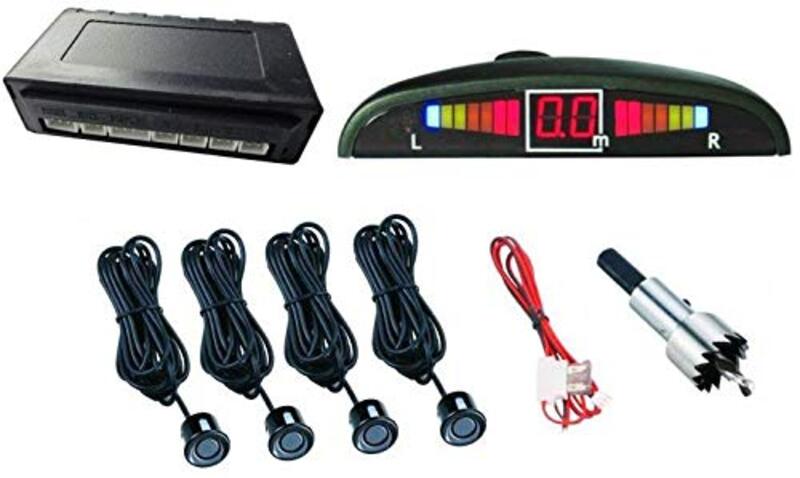 LED Car Parking Sensor and Monitor Auto Reverse Backup Radar Detector System, 4 Sensors, Black