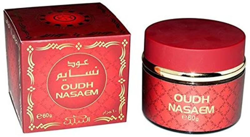 Nabeel Oud Nasaem Burning Bakhoor Incense Chips Oudh, 60g, Red