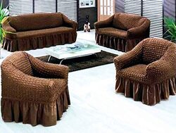 Turkish Model Sofa Cover Set, 4 Pieces, Dark Brown