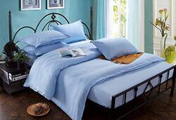 6-Piece Cotton Bed Sheet Set, 1 Quilt + 1 Fitted Sheet + 4 Pillow Cases, King, Blue