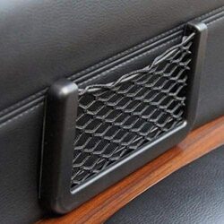 Umeema Super Sticky Nylon Net Universal Car Seat Side Back Pocket Storage Organizer Phone Holder, Black