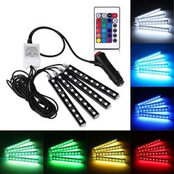 Xtech Car Interior Atmosphere Footwell Strip LED Light RGB Charger Decor Lamp, 9 Lights x 4 Strips