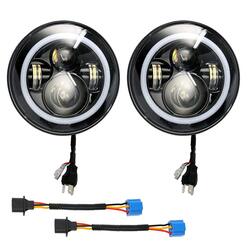 Global Online 7-Inch Round LED Headlight H4 High Low Beam Headlamp Bulb for Jeep Wrangler JK TJ LJ CJ, 2 Pieces