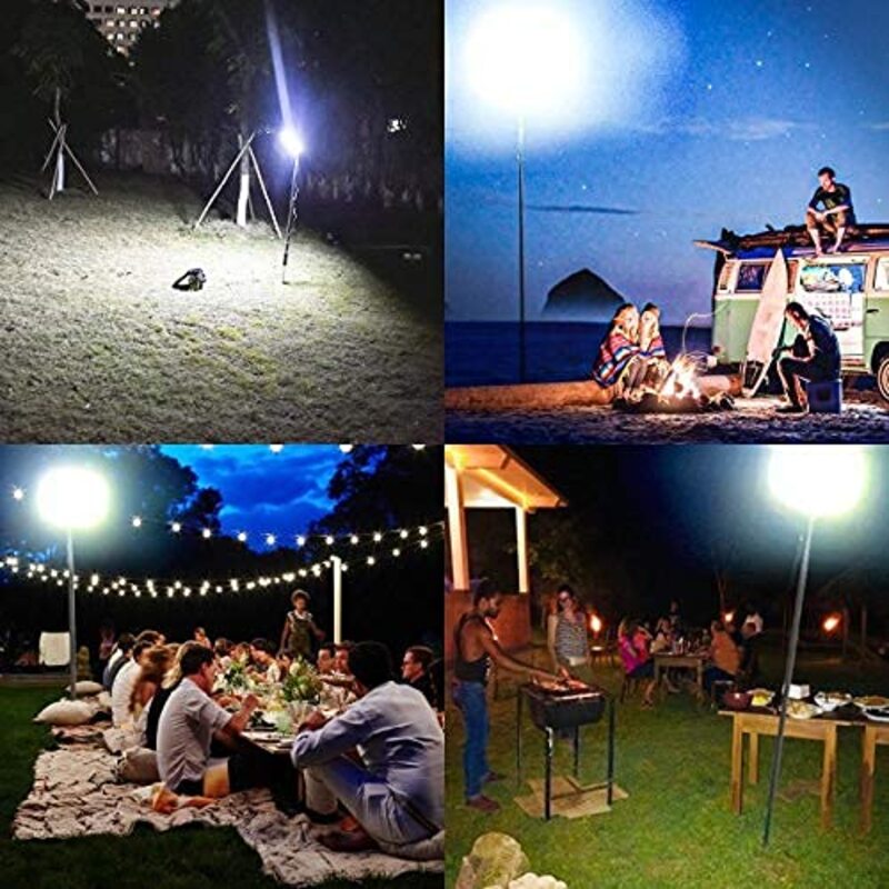 360° Light Outdoor Telescopic Camping Rod Floodlight, 120W, 12000lm, 5 Lamp Panels, Multicolour