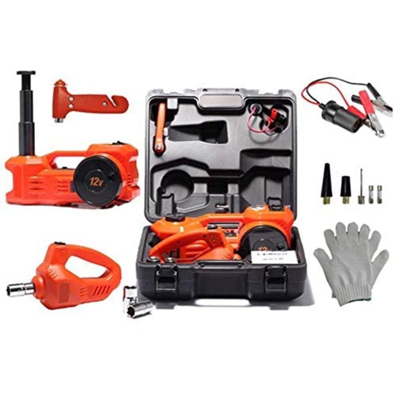 Tawa 3-in-1 Electric Jack and Air Pump with Impact Wrench, Black/Orange
