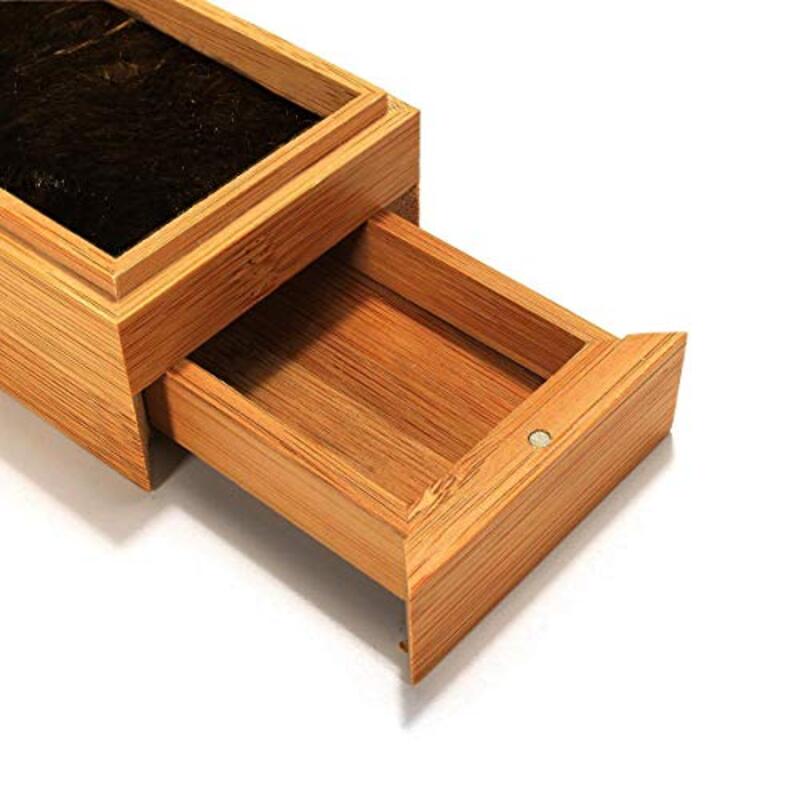 Wooden Coffin Incense Burner Holder with Storage Compartment, Beige