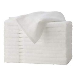 12-Piece Cotton Solid Pattern Hand Towels, White