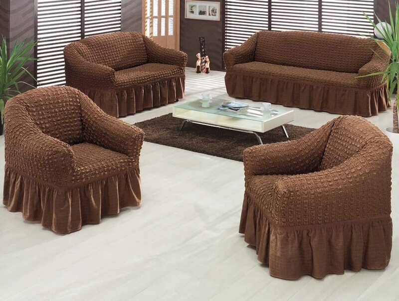 Borumcuk Sofa Cover Set, 4 Pieces, 3161, Brown