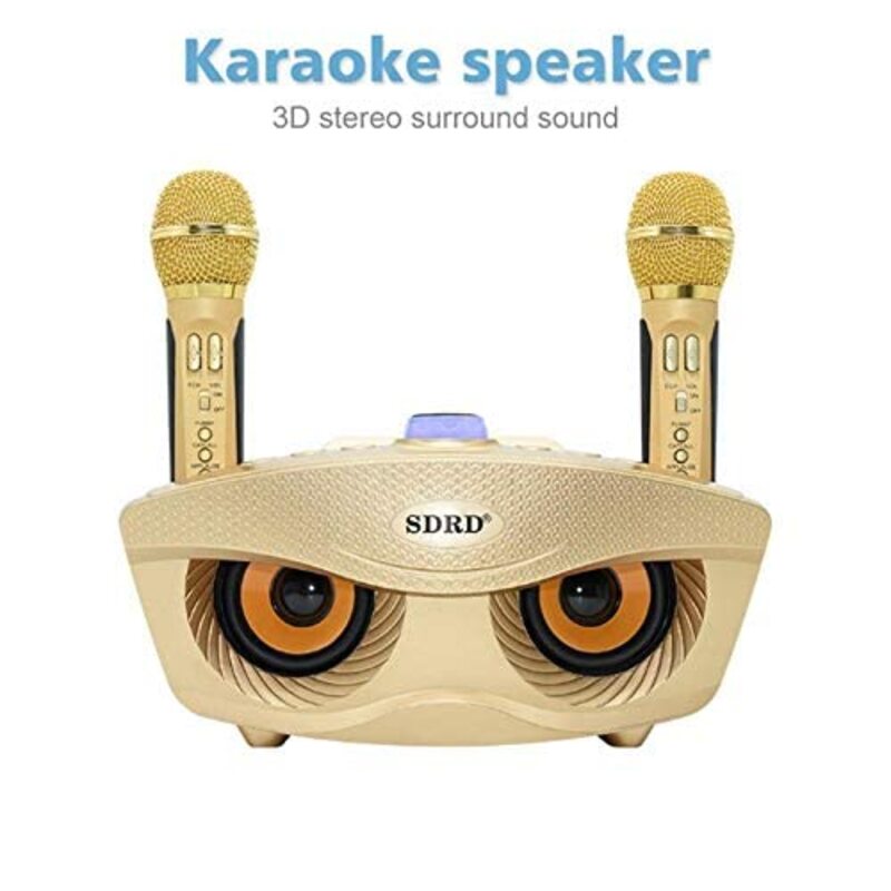 Oxoqo Dual Wireless Karaoke Microphone & Speaker, SD306, Gold