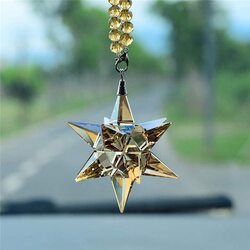 Umeema Car Pendant Crystal Meteor Decoration Hanging Ornament, Champagne Gold