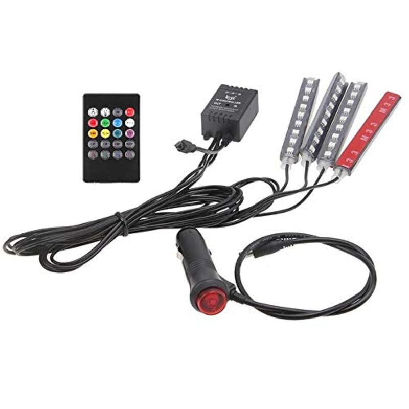 Wireless Remote Control Car RGB LED Neon Interior Light Lamp Strip, Multicolour
