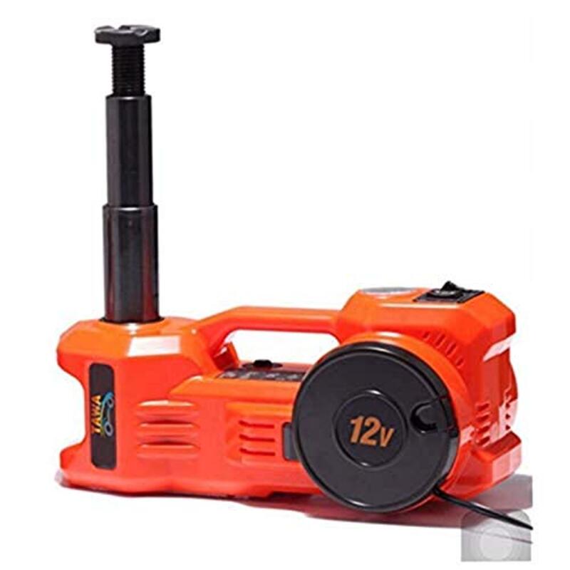 Conpex 360 A 5 Ton Electric Car Hydraulic Floor Jack with Built-in Tire Inflator Pump & Led Light, Orange/Black