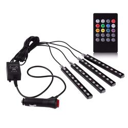 RGB LED Neon Car Interior Light Lamp Strip with Wireless Remote Control, 2 Pieces