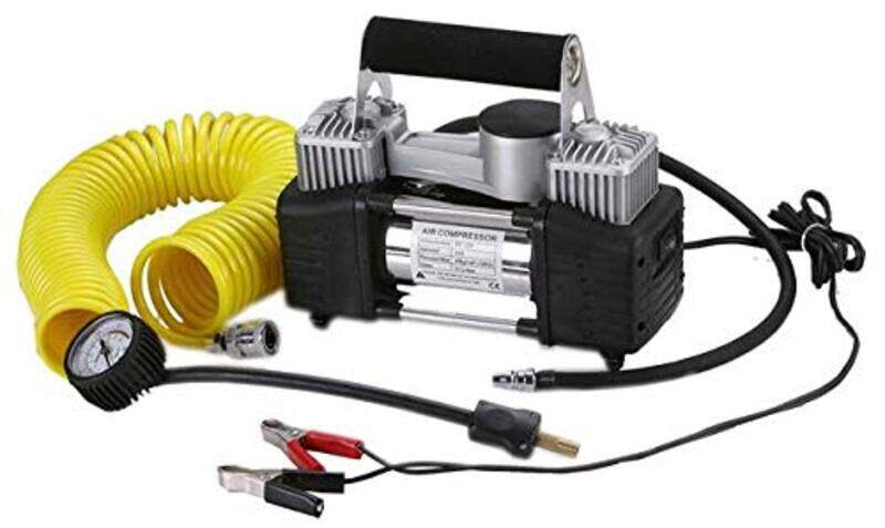 Two Cylinder Car Air Compressor, Black/Yellow