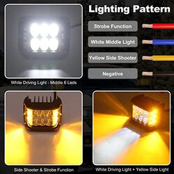 Ovotor 4-inch Side Shooter LED Pods Light for Off Road Driving with Dual Side Yellow DRL, 2 Pieces