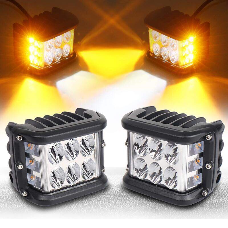 Ovotor 4-inch Side Shooter LED Pods Light for Off Road Driving with Dual Side Yellow DRL, 2 Pieces