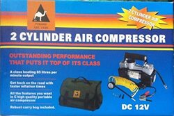 Two Cylinder Car Air Compressor with Carrying Bag, Black/Yellow