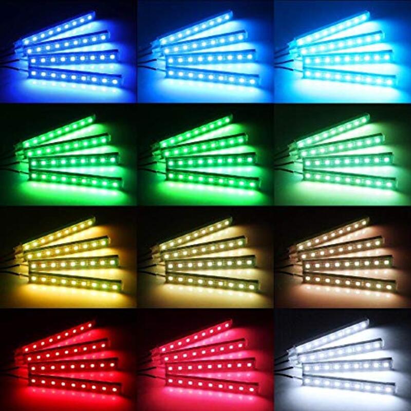RGB LED Neon Car Interior Light Lamp Strip with Wireless Remote Control, 2 Pieces