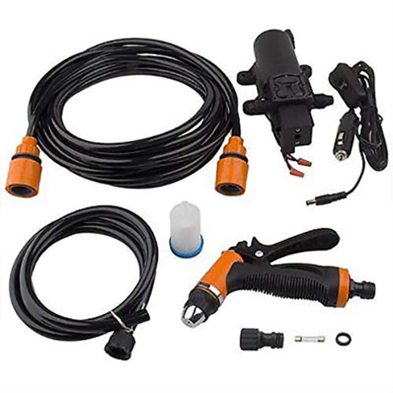80W 12V 130 PSI Portable High Pressure Car Electric Washer Pump, Black/Orange