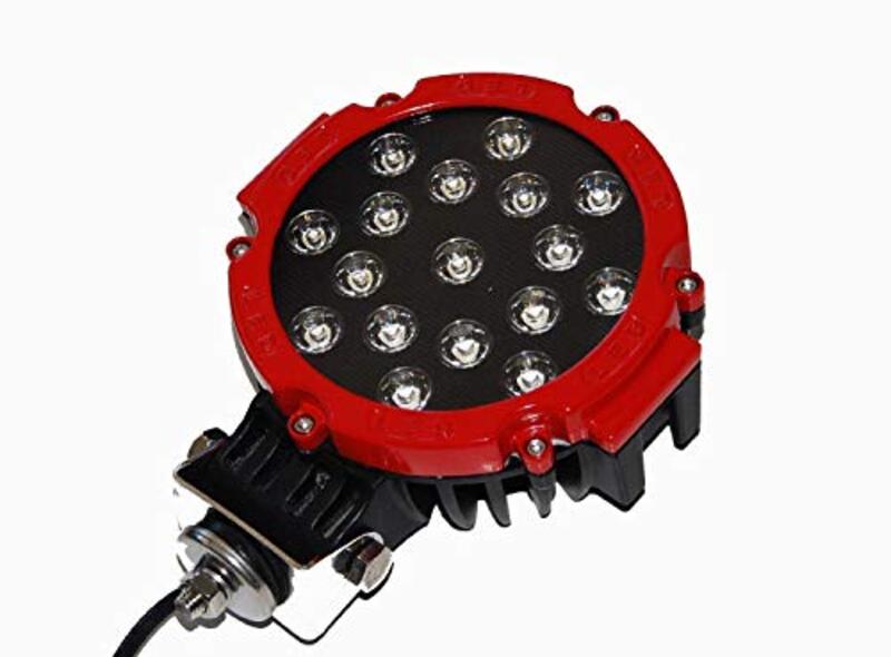 Global Online Led Off-Road Spot Round Work 10-30V Lamp Headlight For Truck ATV Jeep Wrangler Car, 51W-6000K, Red