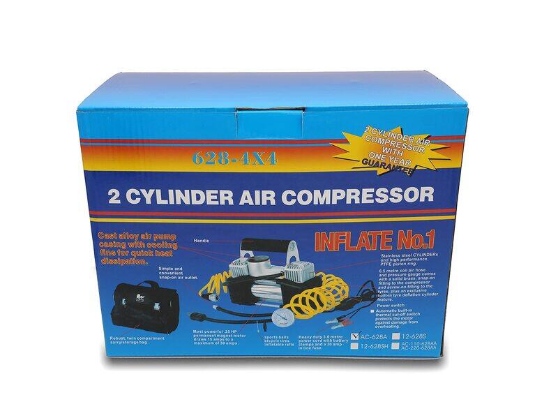 

Generic 12V Portable Heavy-Duty Metal Tire Pump Double Cylinder Air Compressor, Black/Yellow
