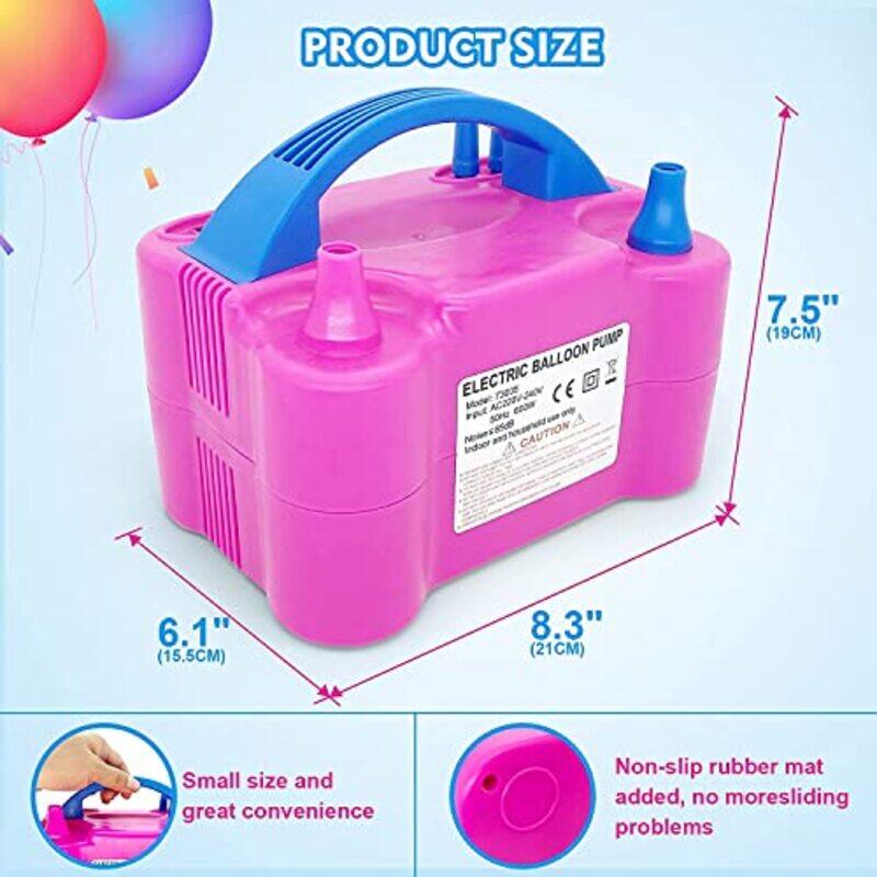 Dual Nozzle Portable Electric Balloon Air Blower, Pink