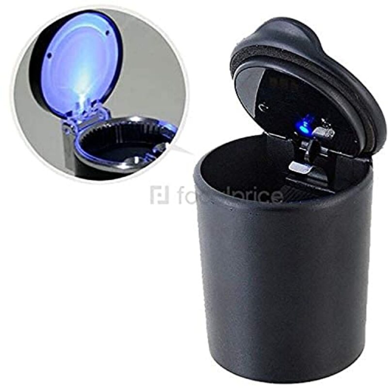 Portable LED Light Lamp Car Cigarette Ashtray Holder, Black